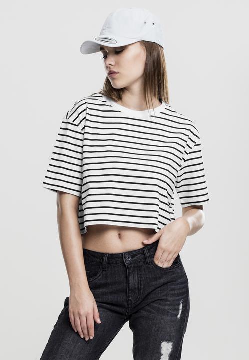 Immagine prodotto Urban Classics Tee corto a strisce da donna sovradimensionato (XS)
