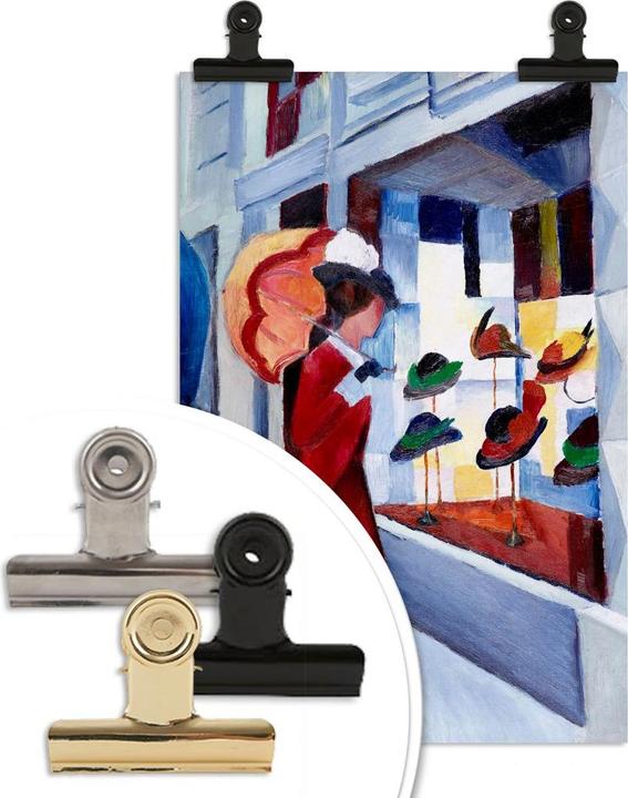 Image du produit Trenddeko Macke - Femme avec une ombrelle devant un magasin de chapeaux (30 x 45 cm)