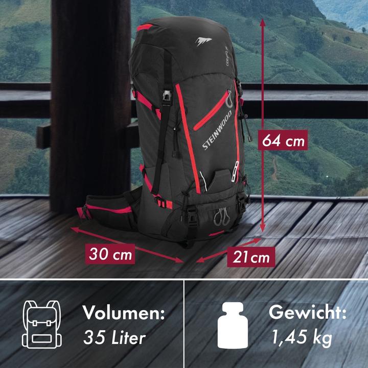 Produktbild Steinwood Wanderrucksack 35L - Wasserabweisend, mit Regenschutz & Rückenbelüftung (36 l)