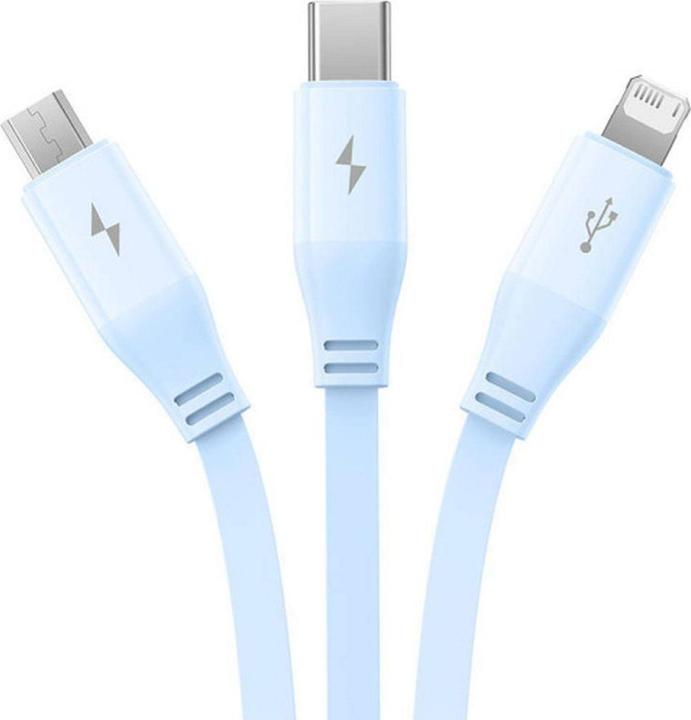 Produktbild Baseus USB cable 3-in-1 charging cable USB to USB-C, USB-M, Lightning 3.5A, 1.1m (blue) (1.10 m)