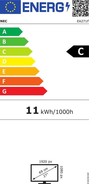 Energy Label NEC 27 L MS EA271F BK (1920 x 1080 pixels, 27")