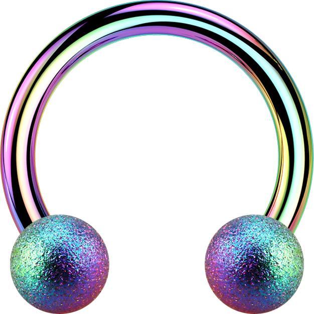 Produktbild Star Piercing Circular Barbell farbig mit zwei Kugeln gesprenkelt (ohne Messing, Chirurgenstahl 316L)