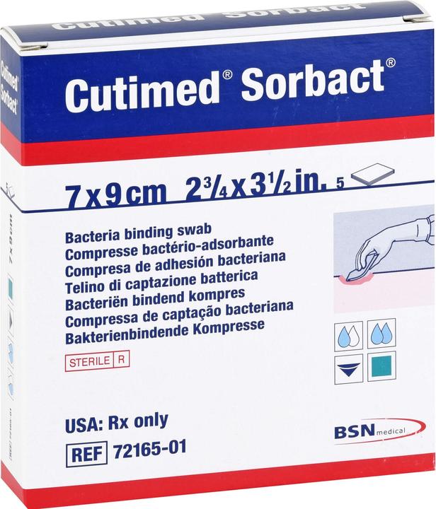 Actual product image BSN CUTIMED Sorbact Compresses 7x9 cm, 5 pcs COM