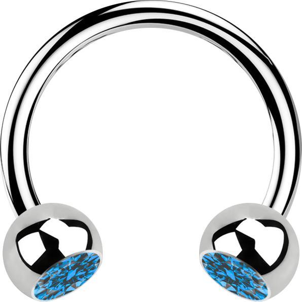 Immagine prodotto Star Piercing Micro Circular Barbell in argento con due sfere di cristallo azzurro (Acciaio chirurgico 316L, senza ottone)