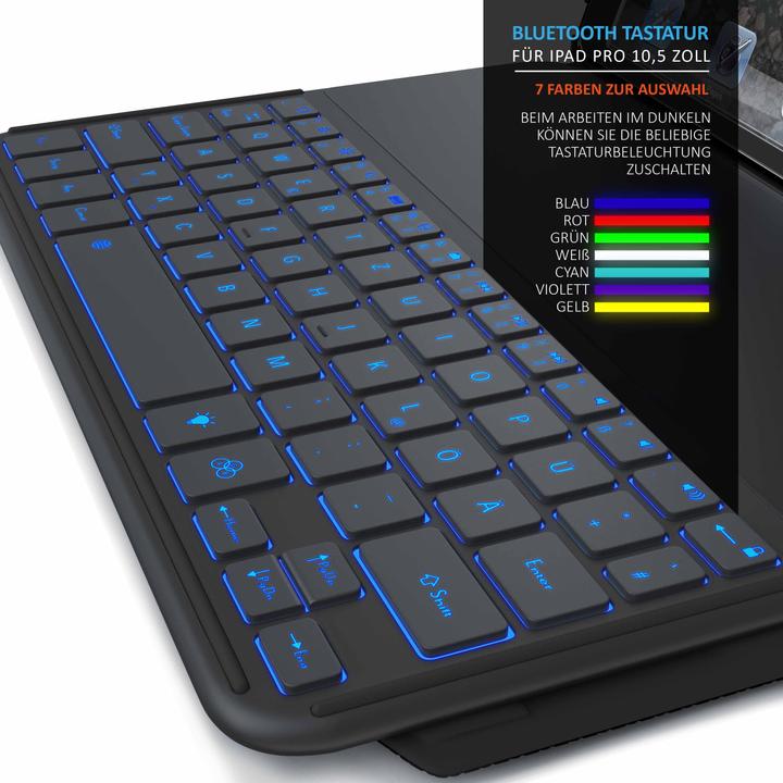 Produktbild Aplic Tablet Tastatur, Kunstledercase für iPad Pro 10,5", Bluetooth Keyboard mit Apple Layout (DE, iPad Pro 10.5)