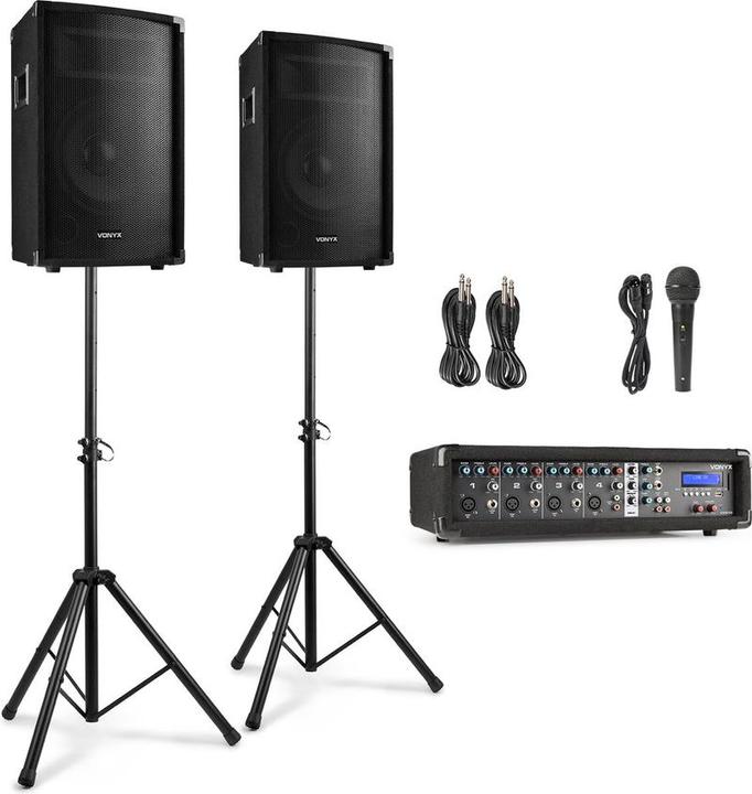 Immagine prodotto Vonyx Professionelles Karaoke -Set - Vony Vx210 - mit 2x 10 Zoll Lautsprechern - 4 Kanalmixer mit gebauten (Passivo)