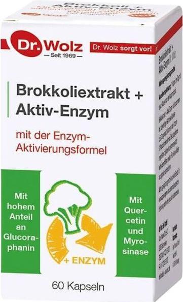Valeurs nutritives et ingrédients Dr. Wolz Extrait de brocoli + enzyme active en gélules, 60 gélules (60 pièce(s), Capsules, 103 g)
