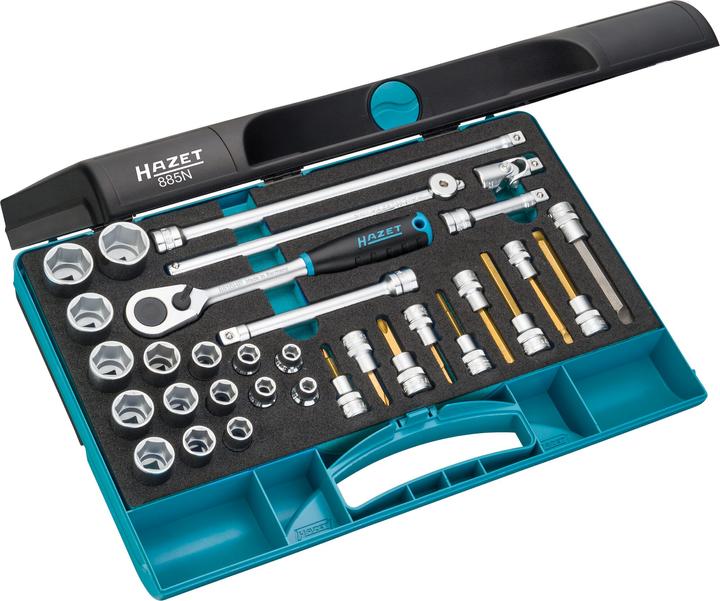 HAZET Jeu de clés à douilles 885N ∙ Carré creux 10 mm (3/8 pouce) ∙ Profil Traction à 6 pans extéri… (22 mm, 18 mm, 11 mm, 12 mm, 20 mm, 19 mm, 5 mm, 15 mm, 13 mm, 6 mm, 21 mm, 7 mm, 14 mm, 8 mm, 10 mm, 17 mm, 9 mm, 16 mm, 4 mm)
