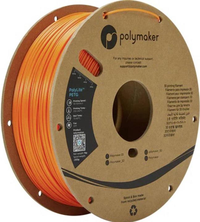 Produktbild Polymaker PolyLite PETG Orange 2,85 mm 1.000 g (PETG, 2.85 mm, 1000 g, Orange)