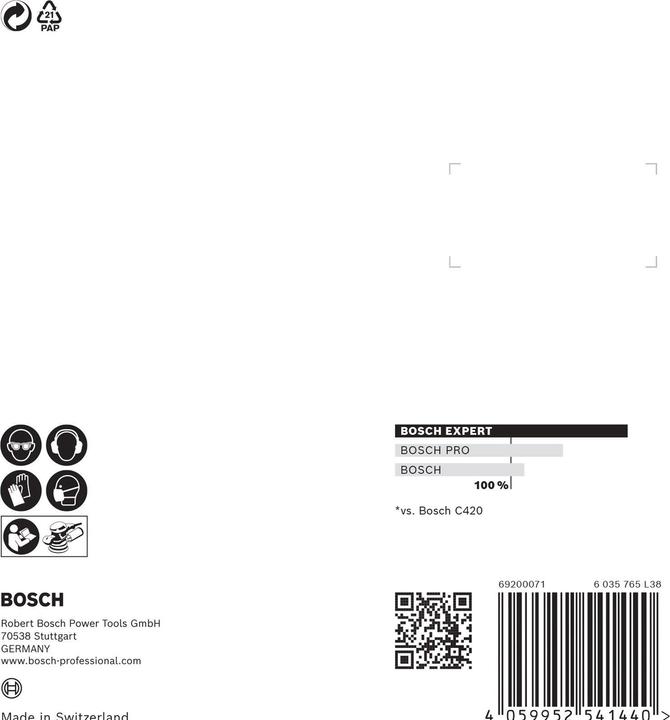 Image du produit Bosch Professional Zubehör Papier abrasif Expert C470 avec 8 trous pour ponceuse excentrique, 125 mm, G 100, 5 pcs. (100)