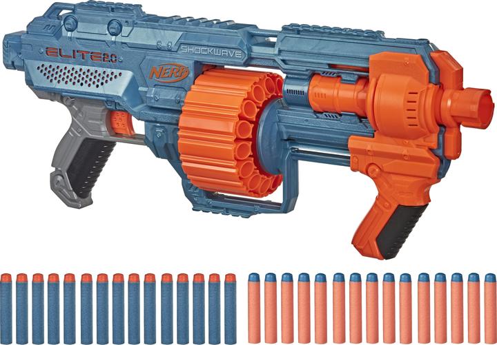 Produktbild Nerf Elite 2.0 Shockwave RD-15 Blaster, 30 Darts, 15-Dart Rotationstrommel, Schnellfeuer, mit E