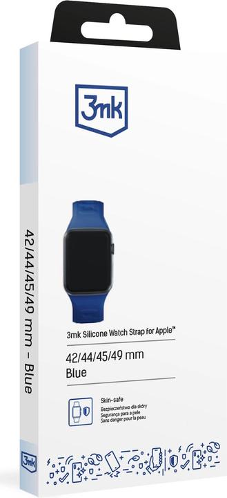 Actual product image 3MK Silicone Watch Strap Niebieski/Blue dla Apple Watch 42/44/45/49mm (Silicone, Stainless steel, 3, 4, 9, Extremist)