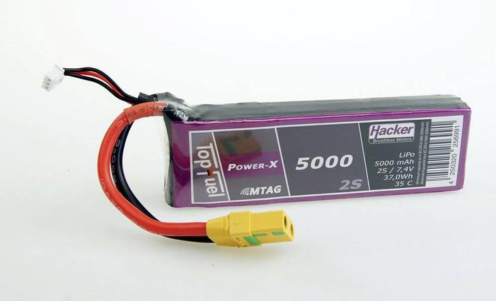 Immagine prodotto Hacker TopFuel Batteria LiPo 5000mAh 7.4V 2S 35C MTAG (7.40 V, 5000 mAh)