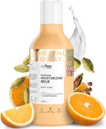 SoFlow So!Flow Juicy Orange & Cardamom Sensual Body Milk mit nährenden Mandel- und Sonnenblumenölen für (Körpermilch, 400 ml)