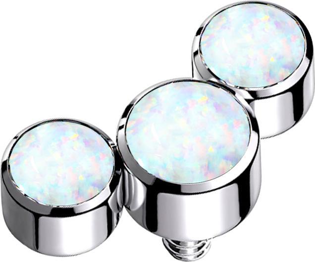 Produktbild Star Piercing Dermal Anchor silber drei Opale weiss (Chirurgenstahl 316L)