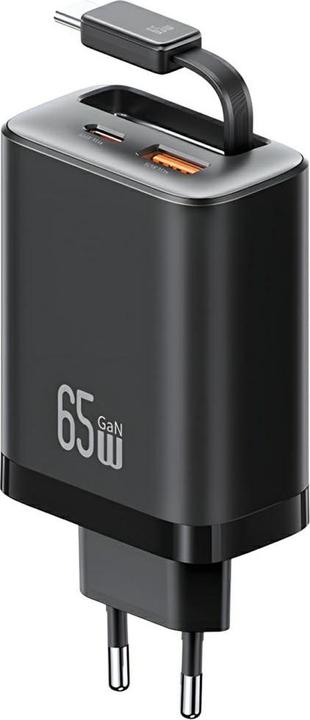 Produktbild Usams CC299 65W Fast Charger With Retractable Type-C Cable (EU) - Xiang Series Black (65 W)