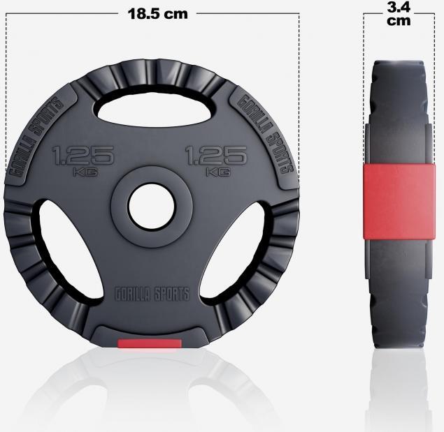 Produktbild Gorilla Sports Hantelscheibenset (2 x 1.25 kg, 2 x 2.5 kg, 2 x 5 kg)