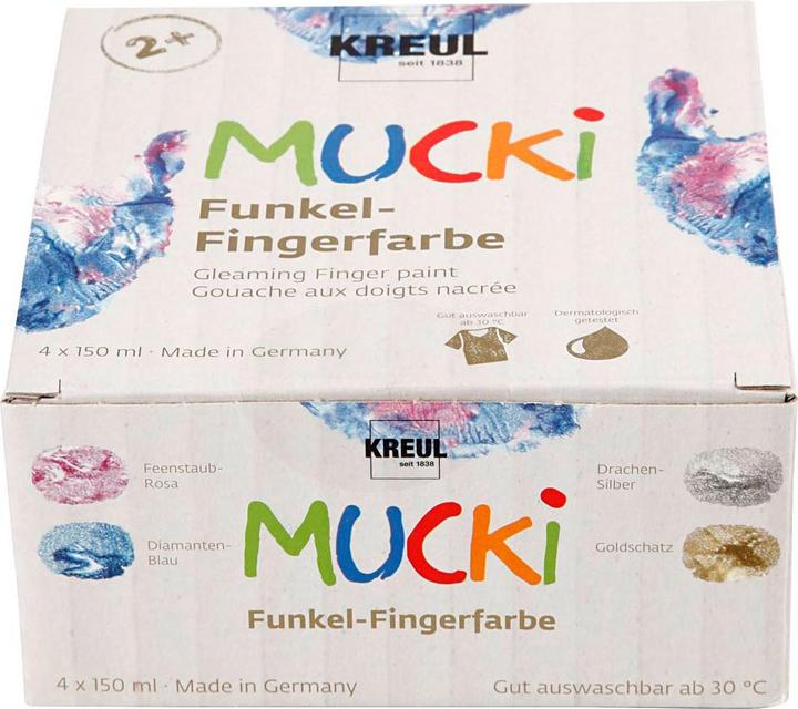 Actual product image Kreul MUCKI sparkle finger paints (Pink, Blue, Silver, Gold, 600 ml)