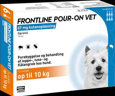 Produktbild Boehringer Ingelheim Frontline Pour-on - Frontline Pour-on vet., Hund 2-10 kg., 6x0,67 ml. (DK/NO) - (475970) (Hund, 0.67 ml)