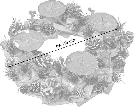 Image du produit Swisshandel24 Couronne de l'Avent, décoration de Noël Arrangement de Noël, bois rond ø 33cm - sans bougies