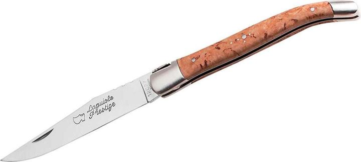 Au Sabot Couteau de poche Laguiole, acier Sandvik 12C27, mors en acier inoxydable satiné, manche en bouleau