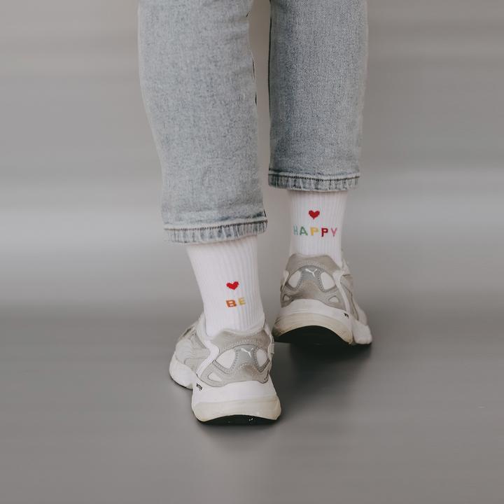 Produktbild Eulenschnitt Socken be happy weiss M Gr.39-42 (39 - 42)
