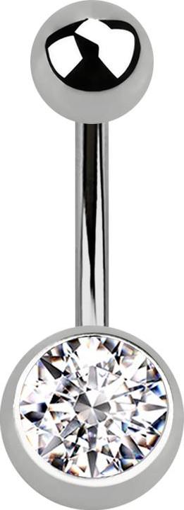 Produktbild Star Piercing Sterile Banane silber mit Kugel und Kugel Kristall silber (ohne Messing, Titan G23)