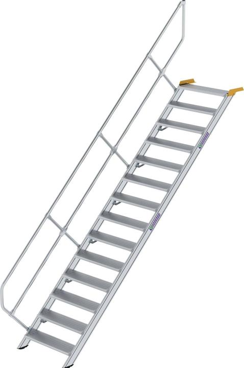Image du produit Munk Escalier 45° largeur des marches 800 mm 14 marches aluminium strié (Escabeau, 305 cm)