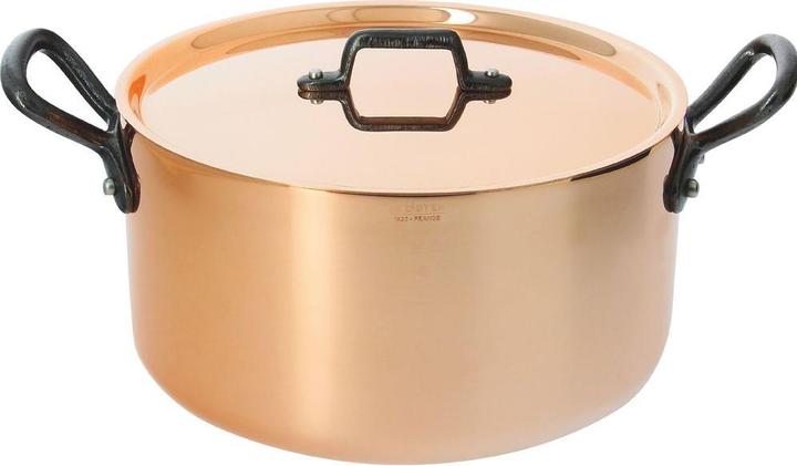 Productafbeelding de Buyer Inocuivre Braadpan met Gietijzeren Handgrepen en Deksel (28 cm, Braadpan + kasserol, Roestvrij staal, Koper)
