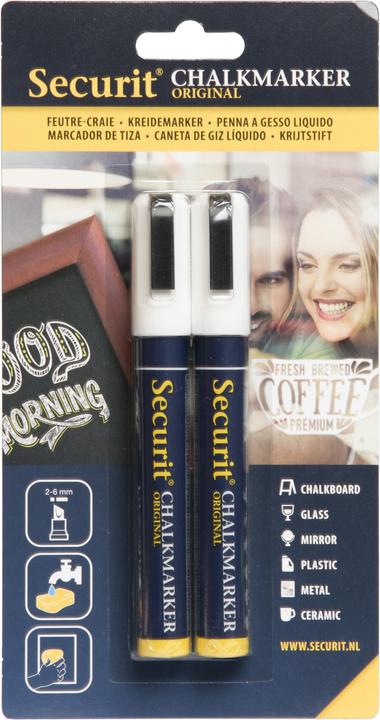 Securit crayons (White, 6 mm, 2 x)