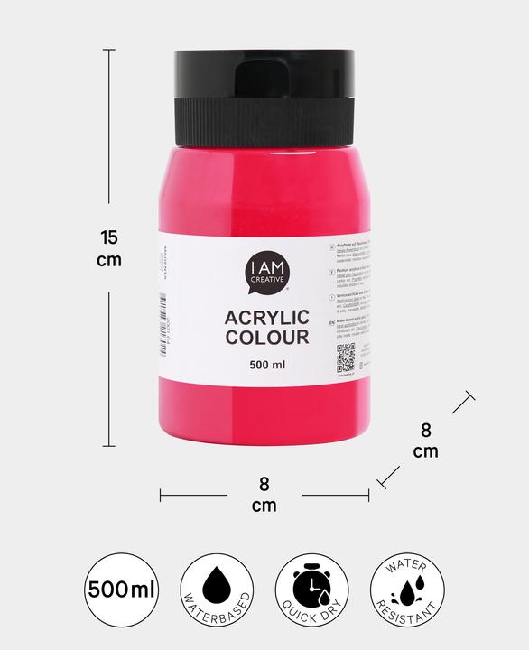 Actual product image I Am Creative Basic acrylic, water-based acrylic paint, 500 ml (Magenta, 500 ml)