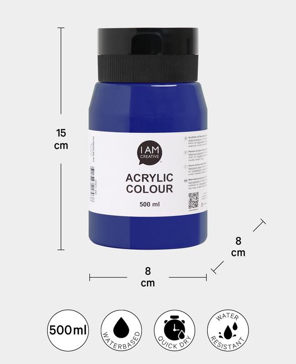 Produktbild I Am Creative Basic Acryl, Acrylfarbe auf Wasserbasis, 500 ml (Dunkelblau, 500 ml)