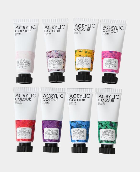 Produktbild I Am Creative Basic Acryl Set, Acrylfarben auf Wasserbasis (Bunt, Glitter, 22 ml)