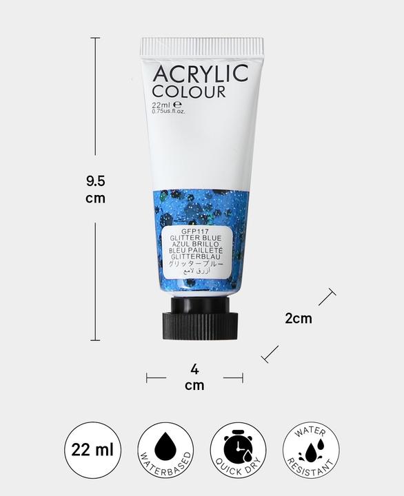 Produktbild I Am Creative Basic Acryl Set, Acrylfarben auf Wasserbasis (Bunt, Glitter, 22 ml)