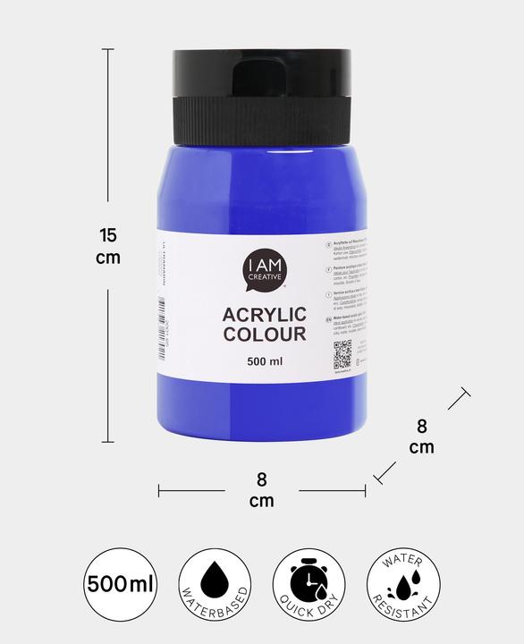 Produktbild I Am Creative Basic Acryl, Acrylfarbe auf Wasserbasis, 500 ml (Ultramarin, 500 ml)