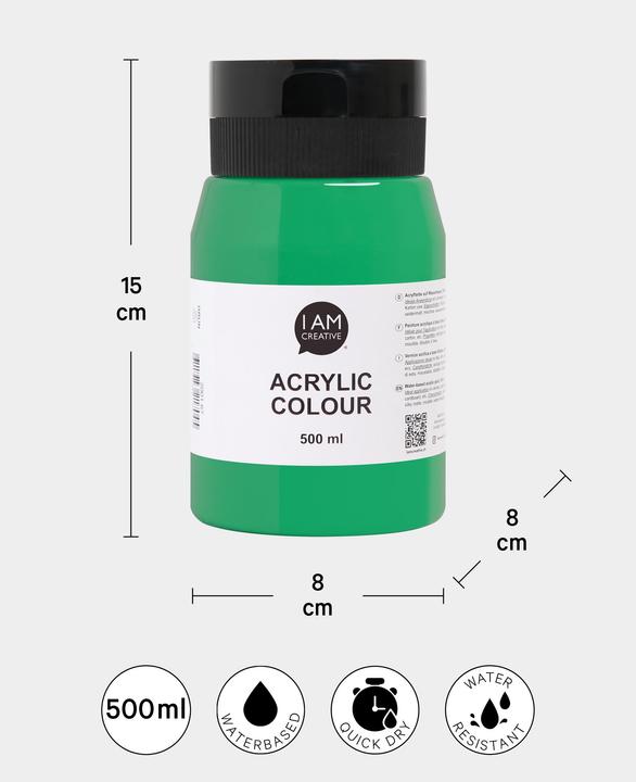 Actual product image I Am Creative Basic acrylic, water-based acrylic paint, 500 ml (Green, 500 ml)