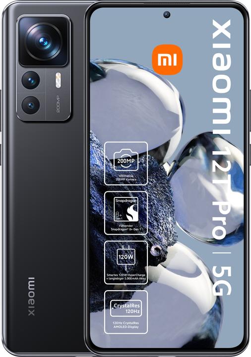 Xiaomi 12T Pro (256 GB, Black, 6.67", Dual SIM, 200 Mpx, 5G)