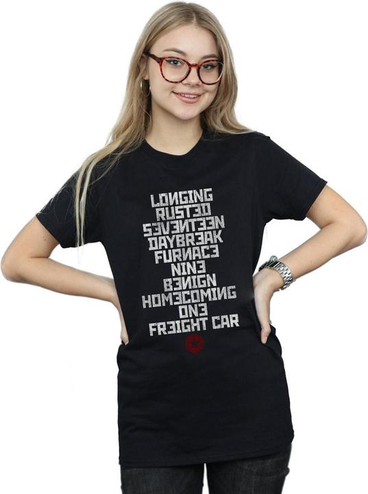 Actual product image Womens/Ladies Winter Soldier Trigger Words Cotton Boyfriend T-Shirt (L)