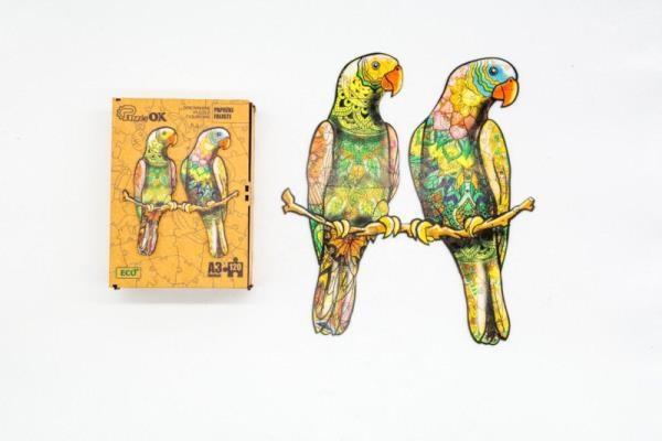 Produktbild PuzzleOk Öko-Holzpuzzle 120 Wellensittiche A3 (120 Teile)