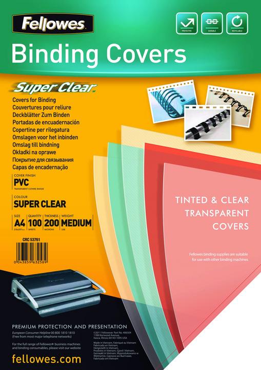 Actual product image Fellowes PVC cover sheets (A4, 200 micron)
