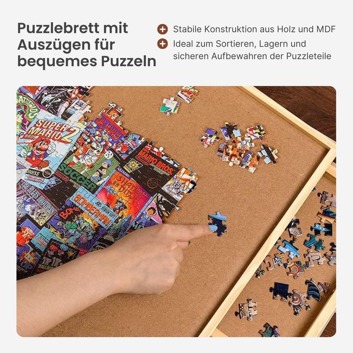 Produktbild Hermex Puzzlebrett mit Auszügen Puzzletafel Puzzleunterlage (500 Teile)