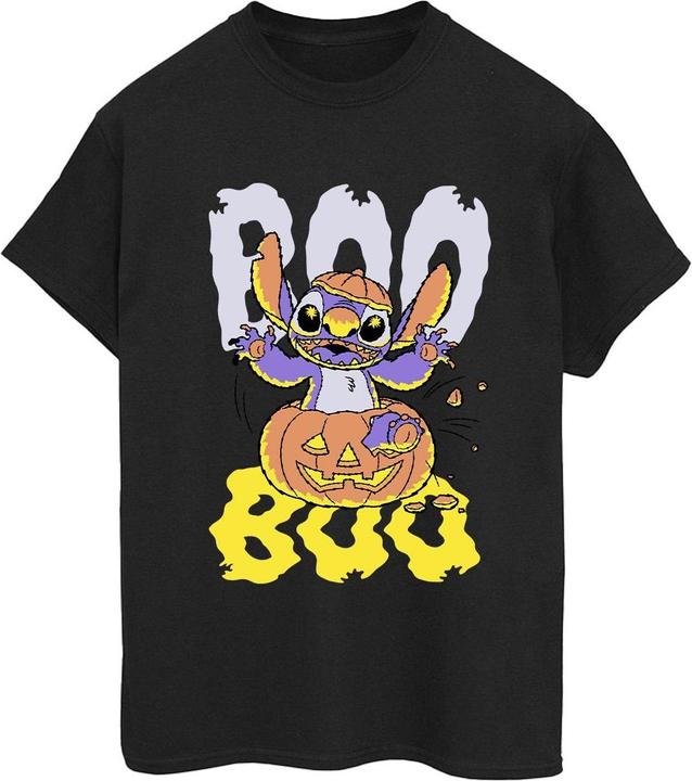 Actual product image Lilo & Stitch Womens/Ladies Boo Pumpkin Cotton Boyfriend T-Shirt (S)