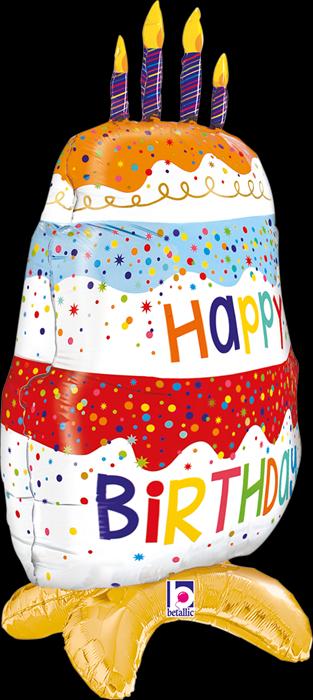 Actual product image Betallic Air Balloon Birthday Cake Colourful 9 cm
