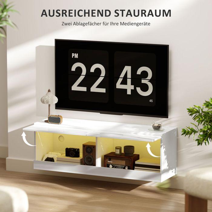 Actual product image Swisshandel24 TV-Hängeschrank mit LED-Beleuchtung, TV-Schrank 120 x 35 x 40,5 cm Hochglanzweiss