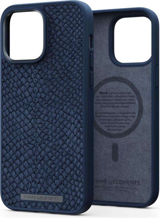 Produktbild Njord Hard-Cover Salm.Leather Magsafe Case blue (Apple iPhone 14 Pro Max)
