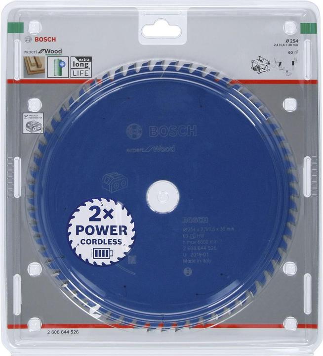 Immagine prodotto Bosch Professional Zubehör Lama circolare Expert for Wood, 254 x 2,1/1,6 x 30, 60 denti