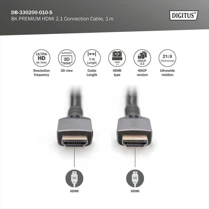 Produktbild Digitus HDMI (Typ A) — HDMI (Typ A) (1 m, HDMI)