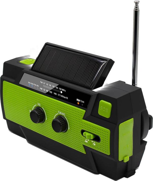 Productafbeelding Grafner Zwengelradio Solar USB LED Batterij Camping Survival Noodradio KR11064 (AM, FM)