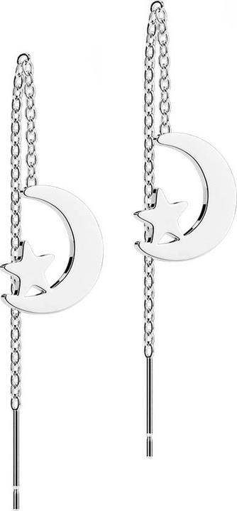 Immagine prodotto Star Piercing Orecchini a perno in argento con luna e stella in caduta libera (senza ottone, Acciaio chirurgico 316L)
