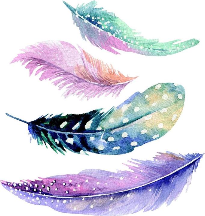 Actual product image Trenddeko Watercolor feathers 2 (30 x 31 cm, 50 x 52 cm, 40 x 41 cm, 60 x 62 cm, 70 x 73 cm)